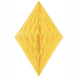 Pappersdekoration diamant gul 35 cm