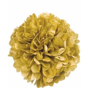 Pappersdekaration puff guld 40 cm