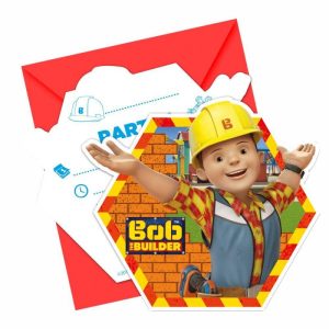 Inbjudningskort Byggare Bob 6-pack