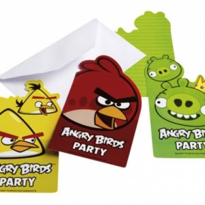 Inbjudningskort Angry Birds 3 motiv, 6-pack