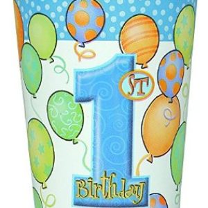 1-årskalas blå ballonger muggar 8-pack