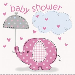 Inbjudningskort baby shower rosa elefant 8-pack