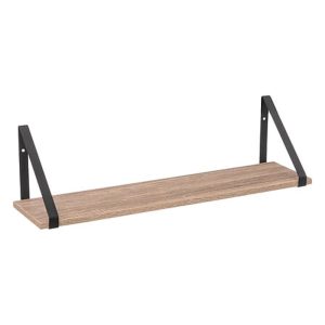 Vägghylla i trä med metallfästen – 58 cm