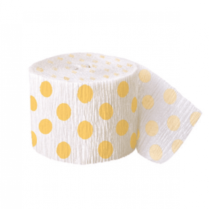Crepebanderoll vit med gula prickar 914 cm