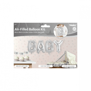 Folieballonger färdig kit i silver – baby