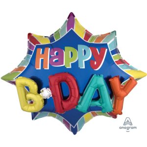 Ballong på ballong – Happy B-day 88 cm