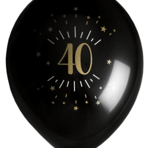 Ballonger Svart & Guld 40 år, 8-pack
