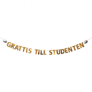 Banderoll Grattis till studenten – guld