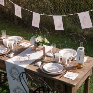Flaggbanderoll Bröllop – Just Married – Roséguld
