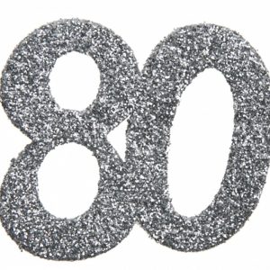Konfetti silver 80 år, 6-pack