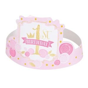 1-årskalas rosa & guld tiaror 6-pack