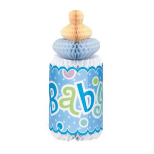 Baby Shower blå bordsdekoration – nappflaska
