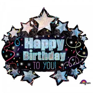 Ballong Happy Birthday – glittrande stjärnor 78 cm