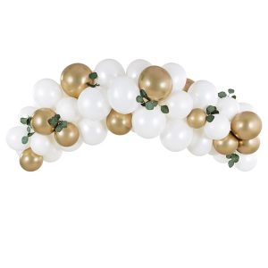 Ballongbåge Guld & Vit 2m