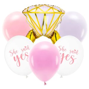 Ballongset Ring ”She Said Yes” 6-pack