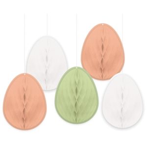 Happy Easter Honeycomb Ägg Dekorationer 5-pack