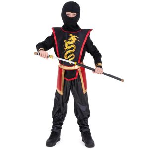 Nattens Krigare – Ninja Barnmaskeraddräkt Svart/Röd