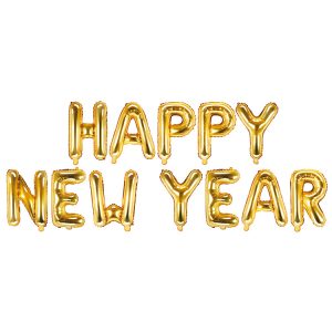Nyårsfest Bokstavsballonger ”HAPPY NEW YEAR” Guld