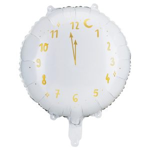 Nyårsfest Folieballong Klocka Vit 45cm