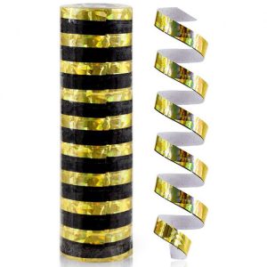 Serpentiner Holografisk Svart & Guld 4m