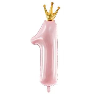 Sifferballong 1 Års Kalas Rosa Med Krona
