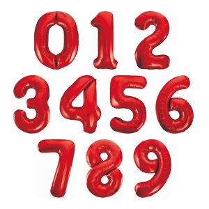 Sifferballong Röd 85cm ”0-9”