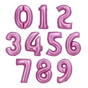Sifferballong Satin Rosa 76cm ”0-9”