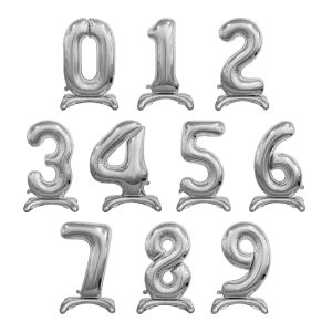 Stående Sifferballong Silver 74cm ”0-9”