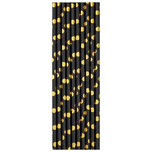 Sugrör Prickiga Svart & Guld 10-pack