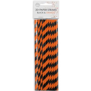 Sugrör Randiga Orange & Svart 20-pack