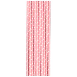 Sugrör Rosa Med Vita Prickar 10-pack