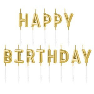 Tårtljus ”HAPPY BIRTHDAY” Guld 7cm