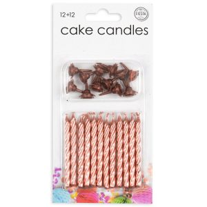 Tårtljus med Hållare Roséguld 12-pack