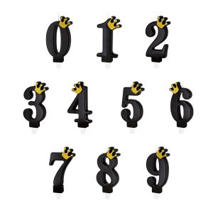 Tårtljus Siffra ”0-9” Svart med Krona
