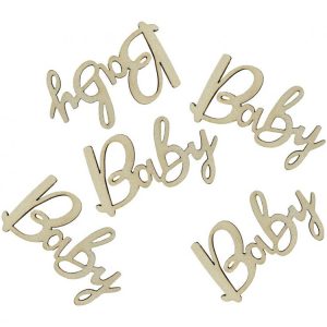 Träkonfetti Bordsdekoration Baby 18-pack