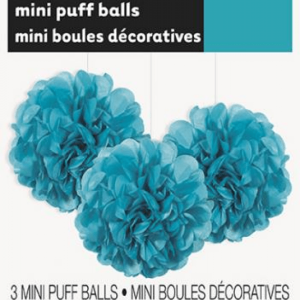 Pappers-puff mini turkos 3-pack, 23 cm