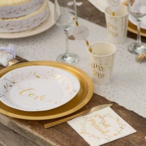Kaffeservetter Bröllop – Just Married – guld 20-pack