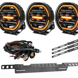 3 Pack Komplett W-light Fury 7″, 100W – Orange/Vitt Positionsljus – Blixtljus